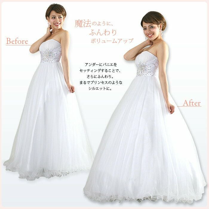 ロングドレス専用90cmパニエ 2段フープ付（調節可能） UW-000163