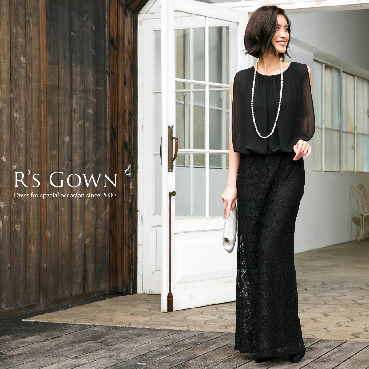 結婚式 母親 ドレス 演奏会 ブラック ブラウジング・ドレス シアー