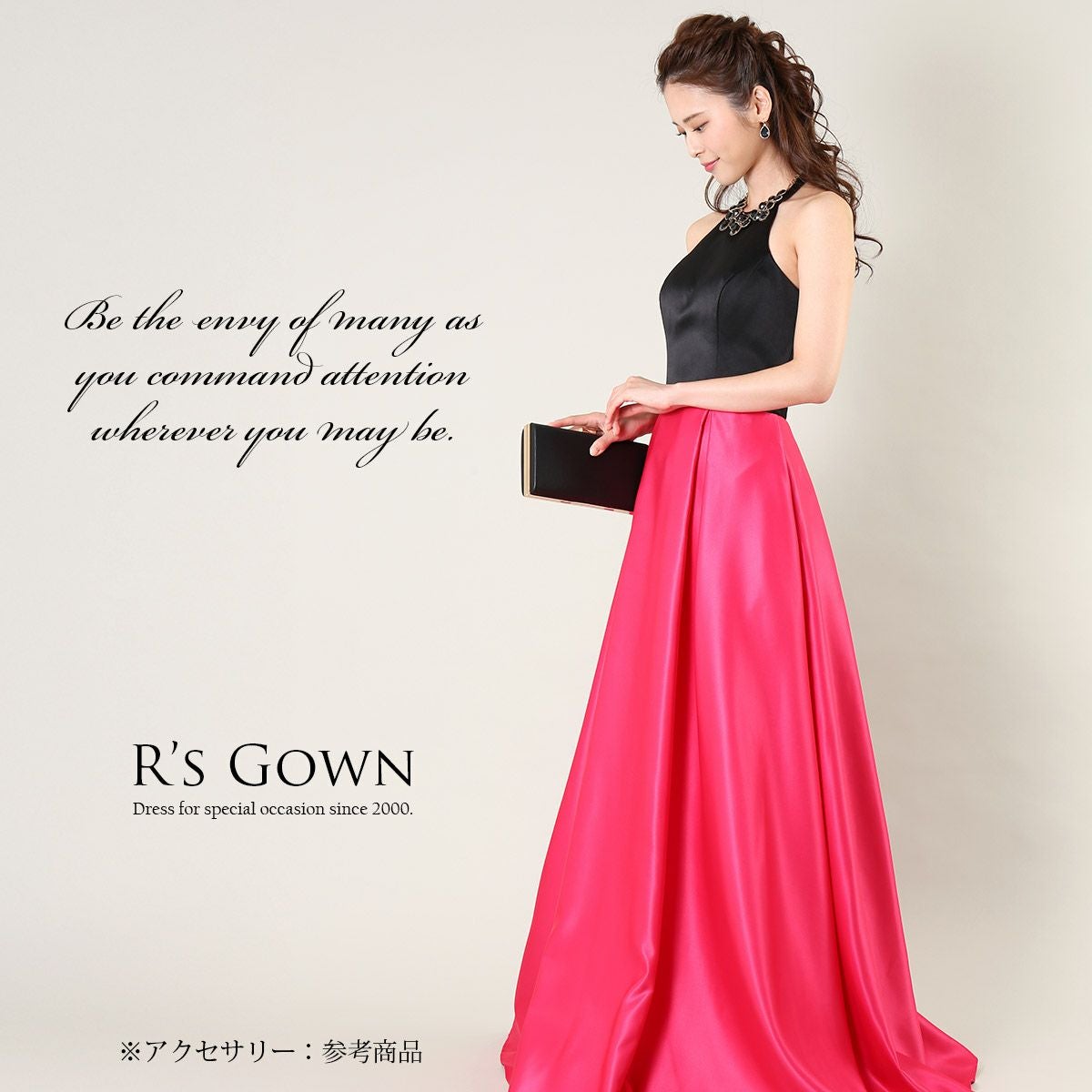 【新品】BCBG イブニングドレス ロングガウン サテン ボーダー 9号Mサイズ モダン イブニングドレス ステージドレス FD-080257 | アールズガウン