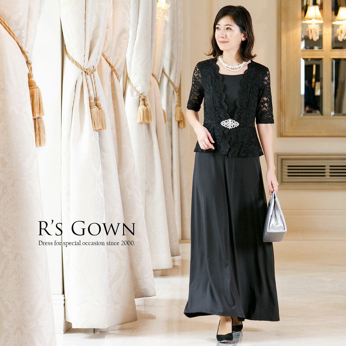 ジャケット重ね着風 ロングドレス FD-180094 | アールズガウン