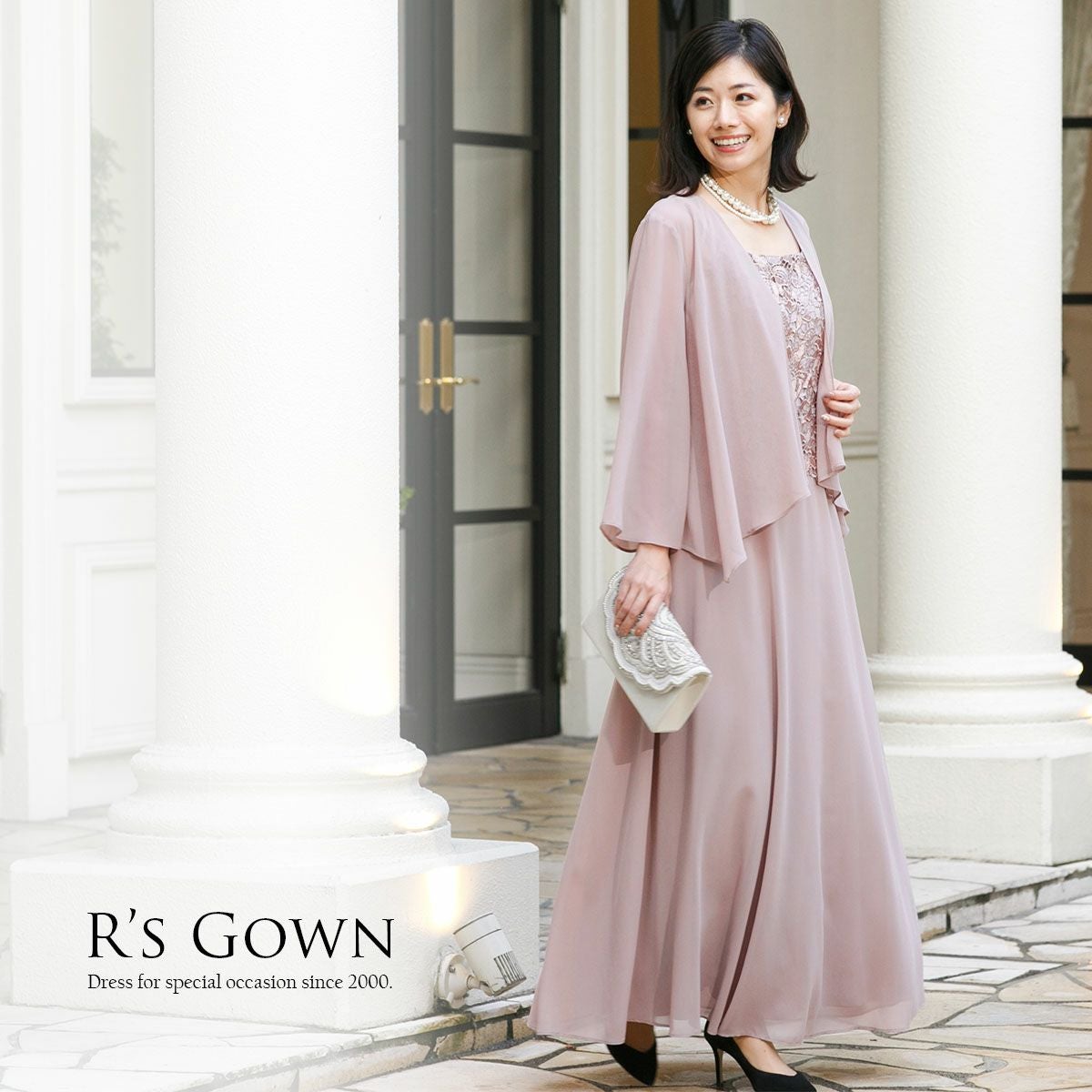 ドレス＆ボレロのセット ミセス向き 上質ロングドレス FD-180103