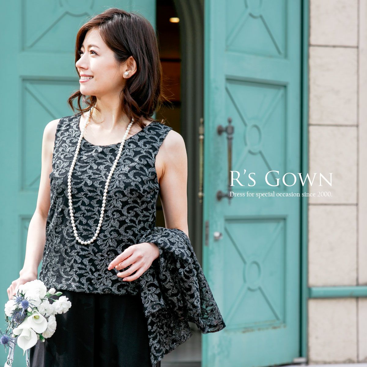 ロングドレス 結婚式 母親 大きいサイズ対応のボレロ付きロングドレス