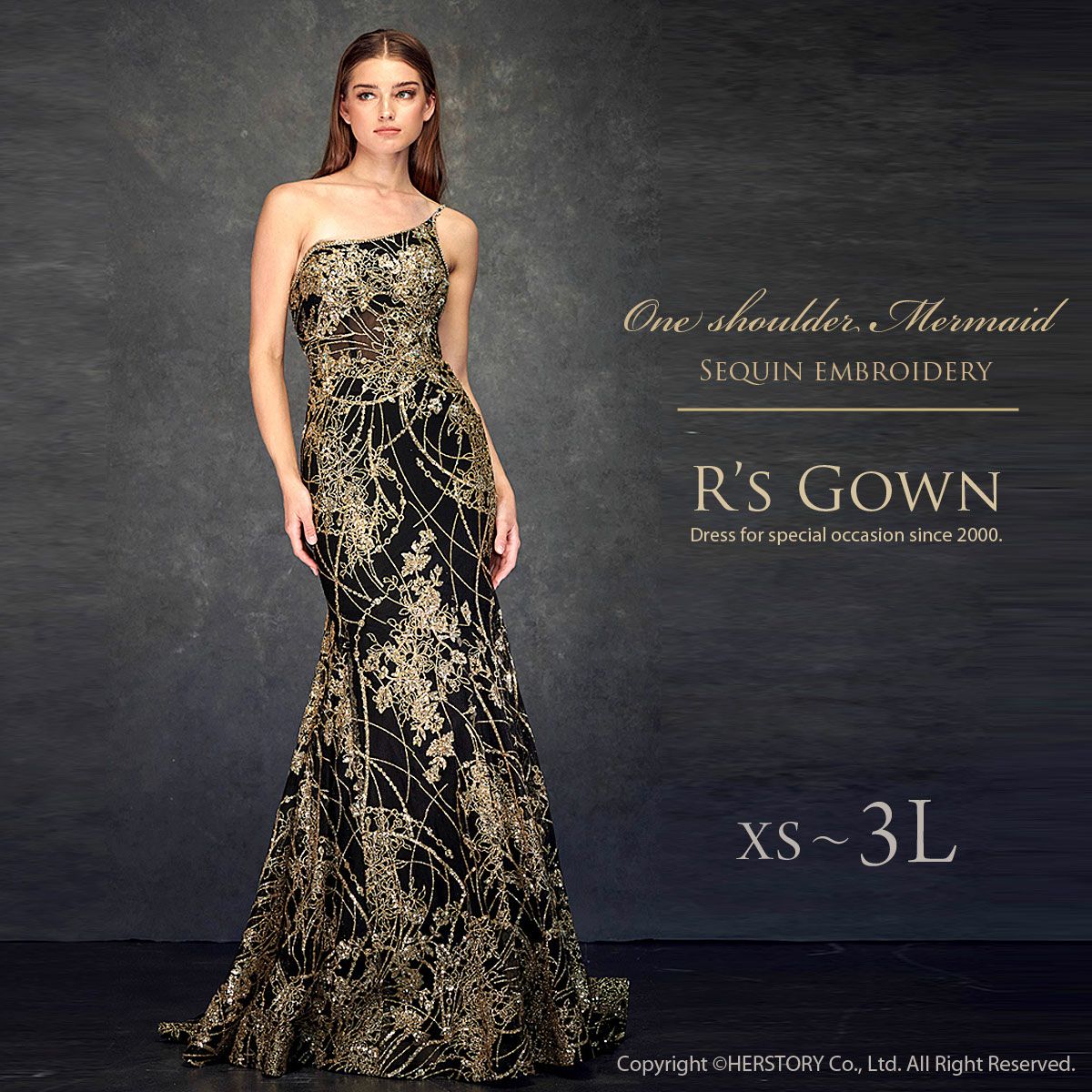 マーメイド ワンショルダー ロングドレス FD-080296 | アールズガウン